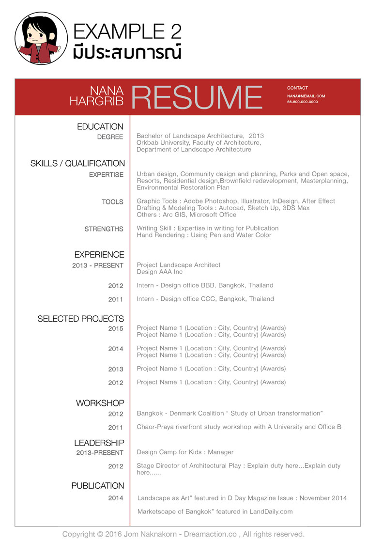 ตัวอย่างเรซูเม่ หางาน resume